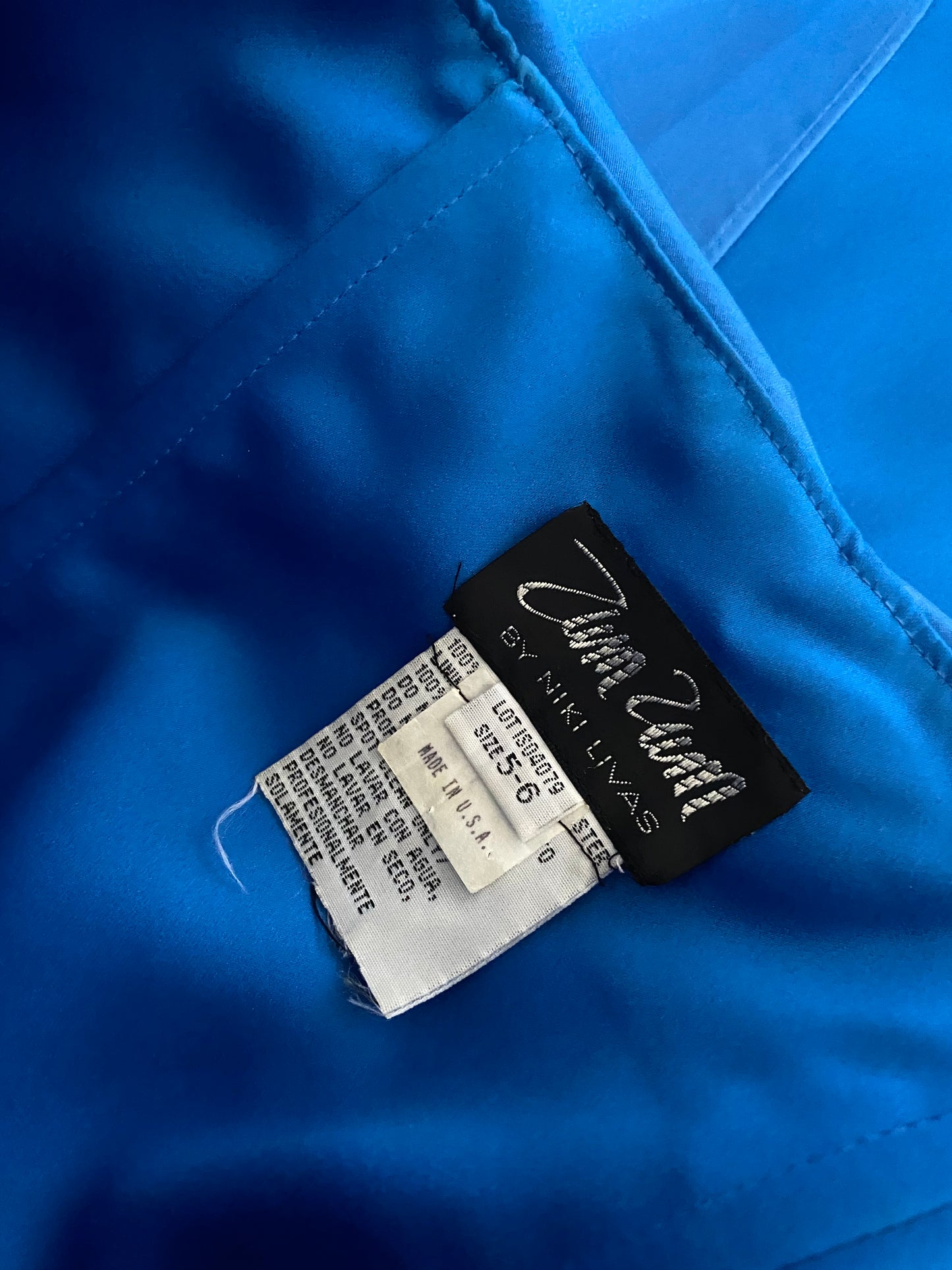 Blue strapless a-like organza evening dress UK 10