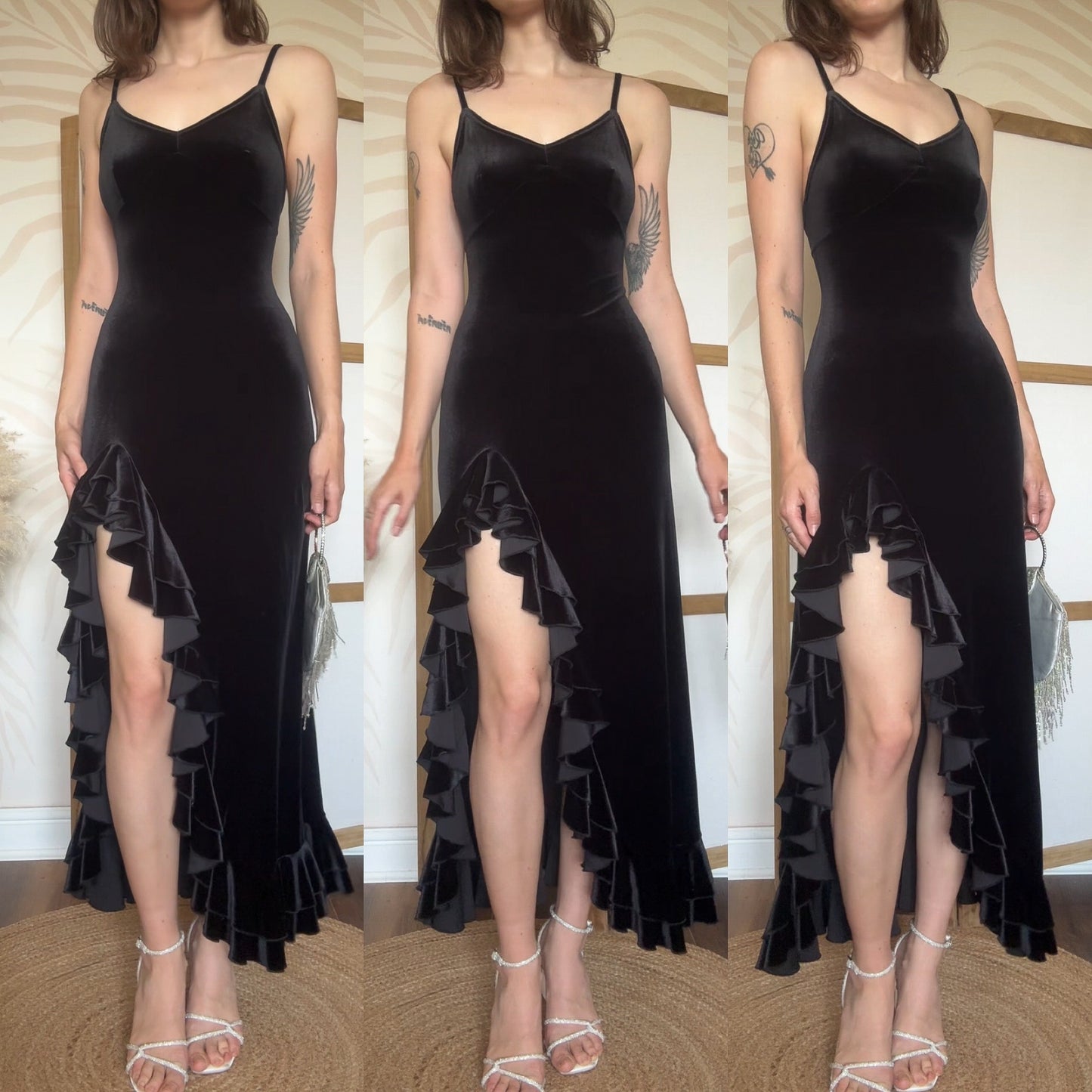 Black velvet y2k bodycon evening dress uk 8-10/small