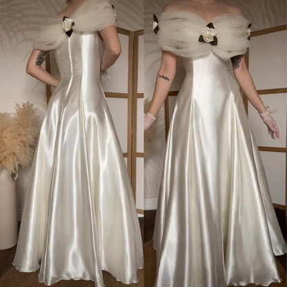 Dreamy vintage Ellis ivory satin wedding dress uk 14