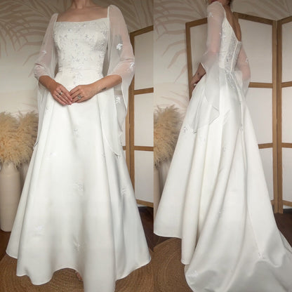 Ivory 2000s long sleeve ethereal wedding dress uk 14