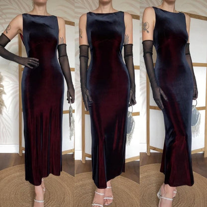 Yve London iridescent velvet stretch evening dress uk 12