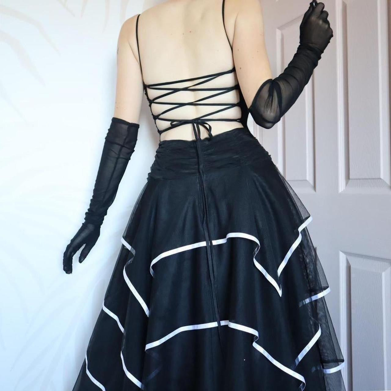 Vintage 2000s tulle layered black prom dress uk 14