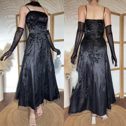 Black beaded a-line prom dress & shawl uk 16