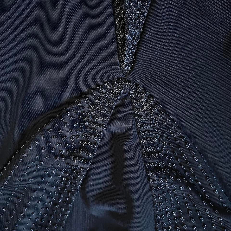 Tadashi black stretch sheer back evening dress UK 14