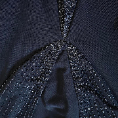 Tadashi black stretch sheer back evening dress UK 14