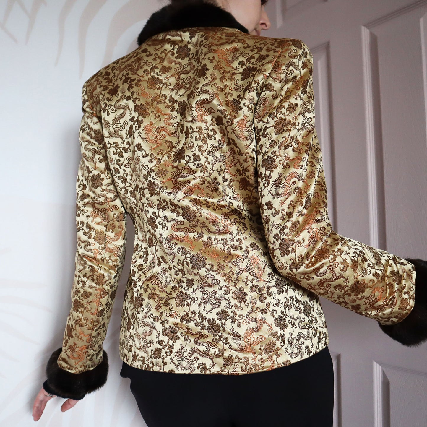 Gold vintage Patsy Seddon smoker jacket UK 8-12