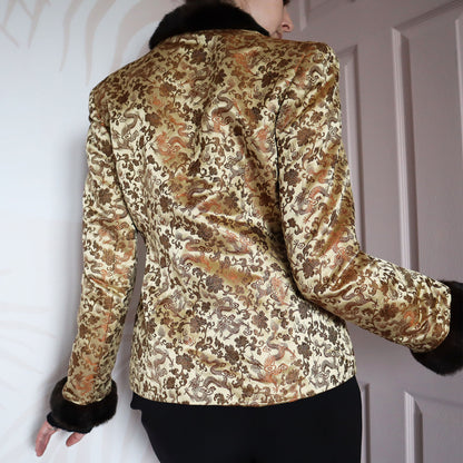 Gold vintage Patsy Seddon smoker jacket UK 8-12