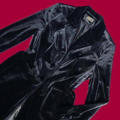 Black velvet long line jacket UK M