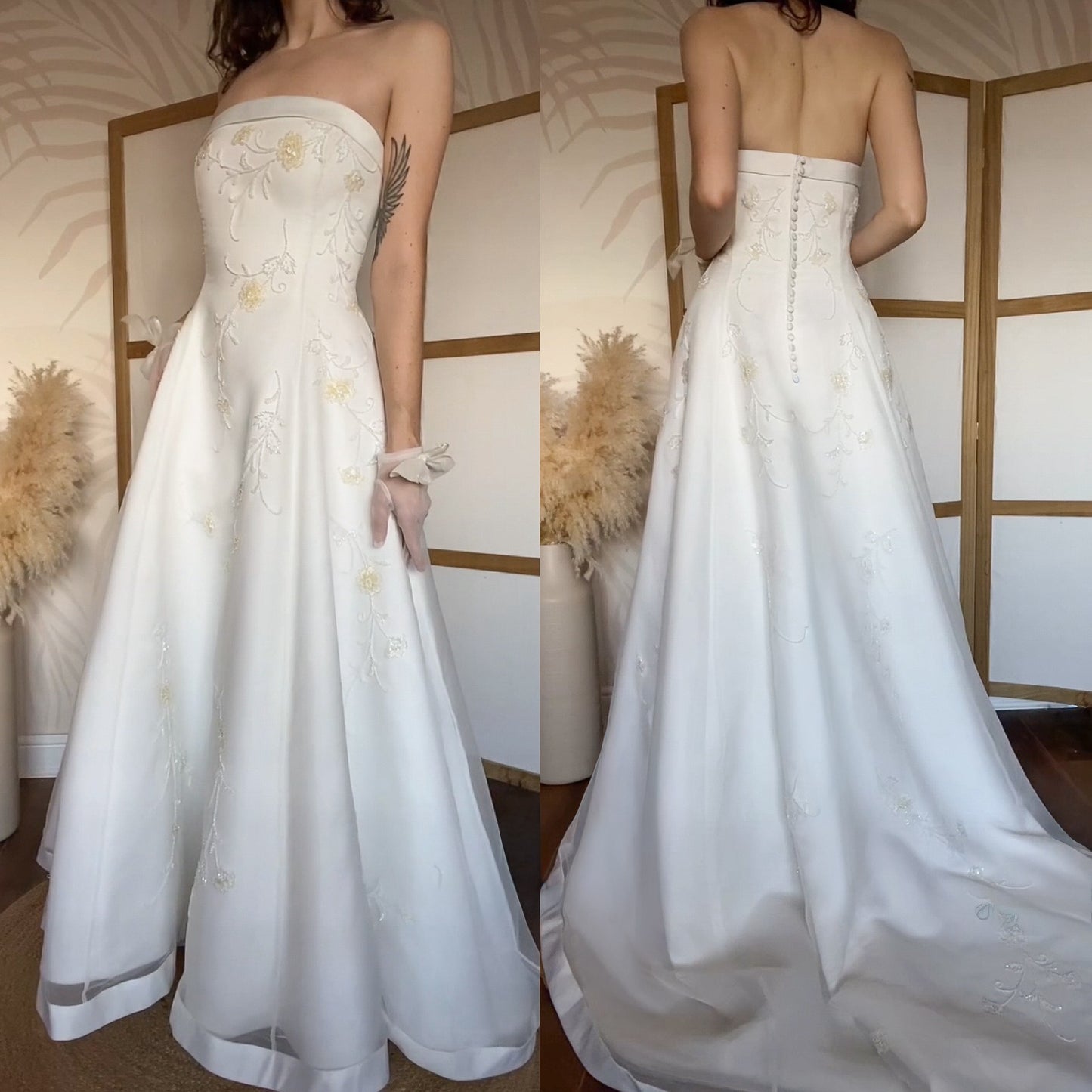 Romantica strapless a-line beaded wedding gown uk 12