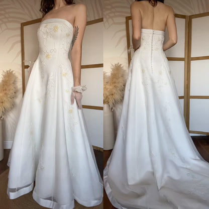 Romantica strapless a-line beaded wedding gown uk 12