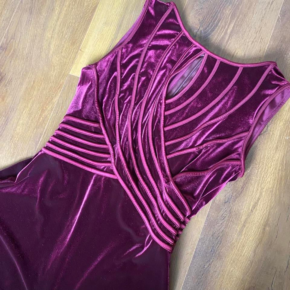Gina Bacconi velvet stretch evening dress uk 14-16