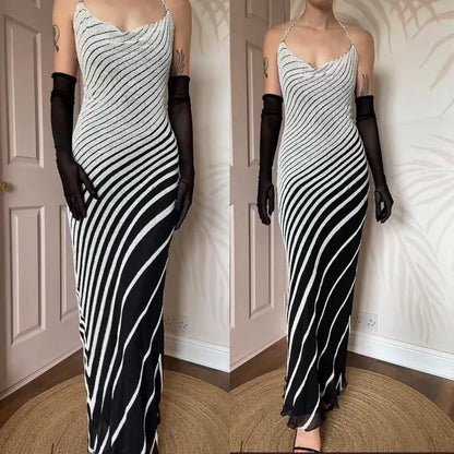 Yve London 100% silk black/white beaded evening dress UK 12