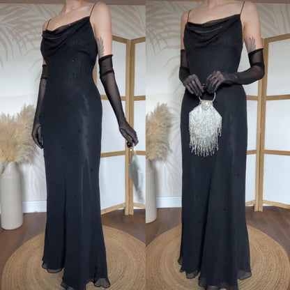 Dave & Johnny 100% silk beaded black evening dress uk 14