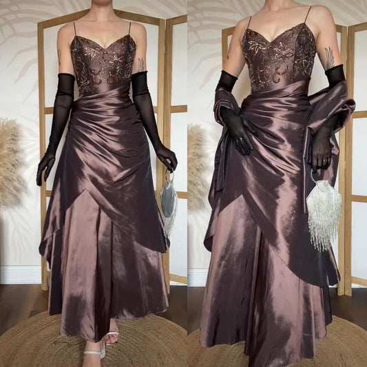 Brown Jora a-line prom dress & shawl uk 8