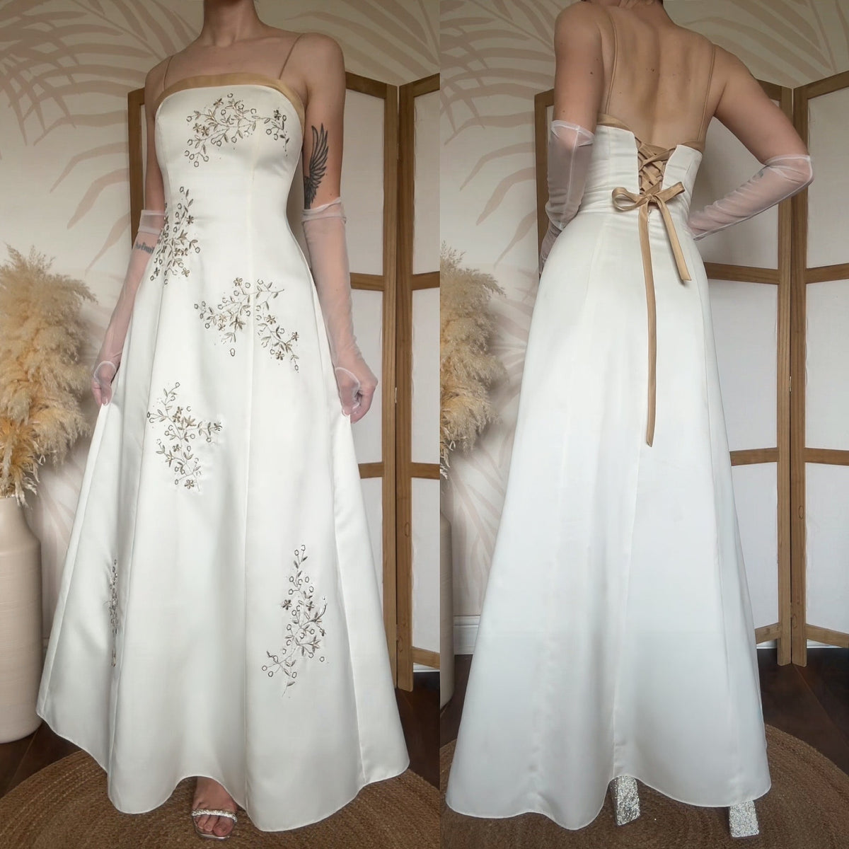 Ivory a-line evening dress uk 12