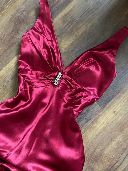 Morgan & Co red satin evening dress UK 10