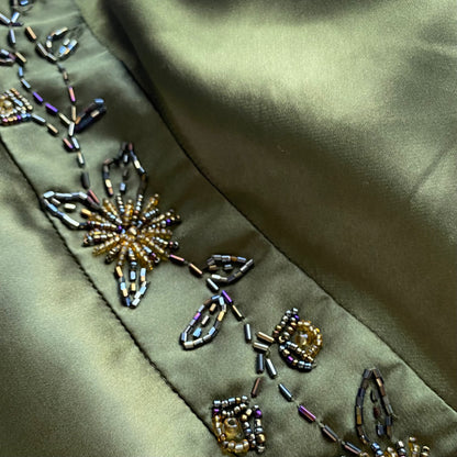 Green Dave & Johnny beaded evening gown UK 10