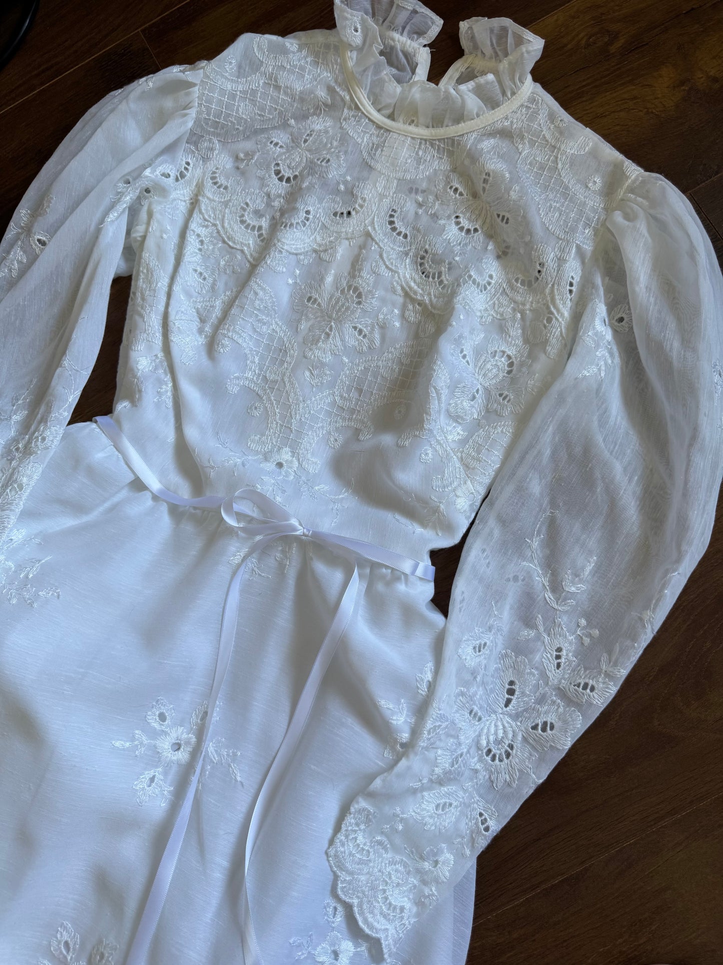 Pronuptia 70s long sleeve wedding dress uk 10
