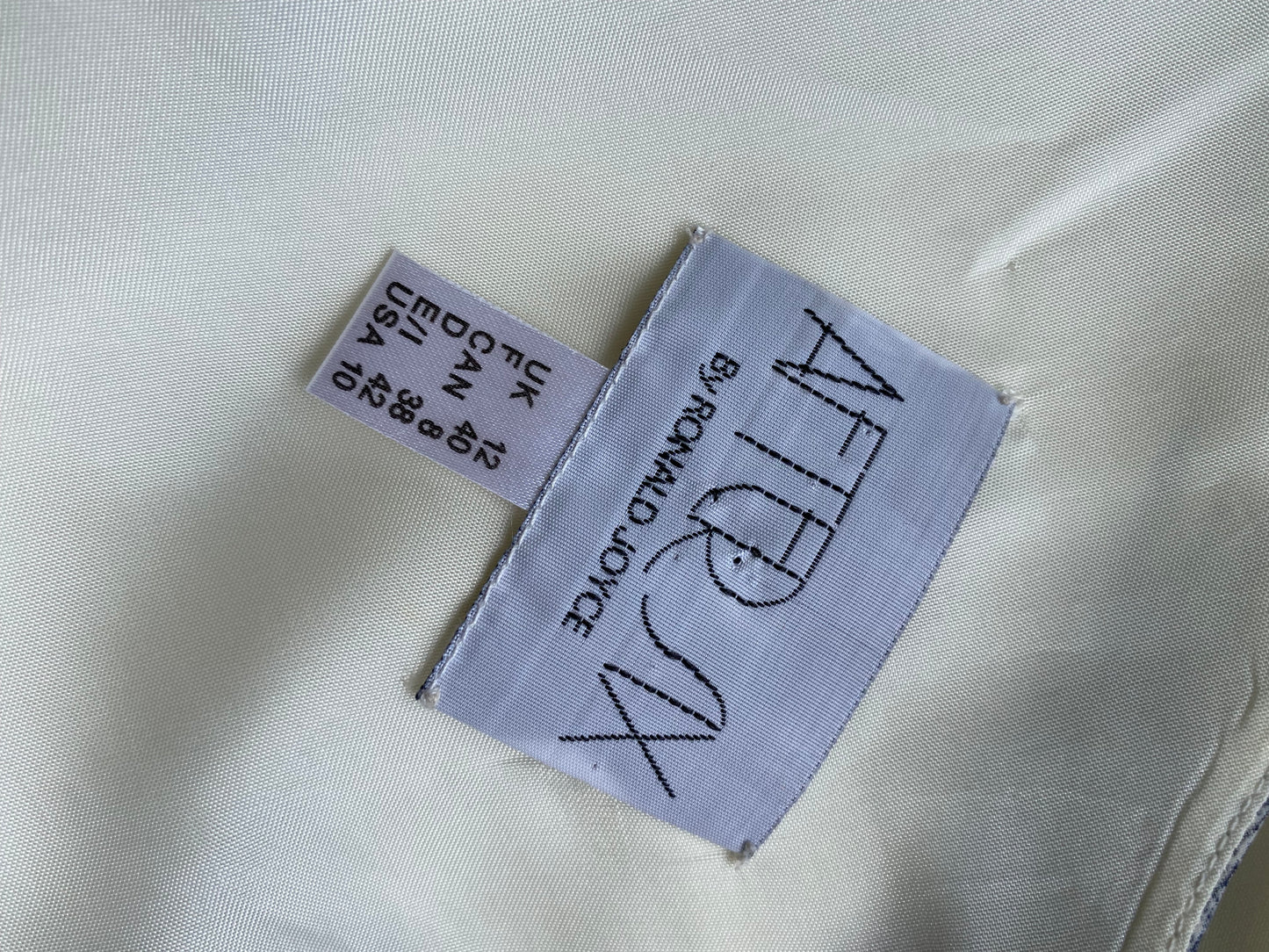 White After Six paint stroke print slip evening dress UK 12