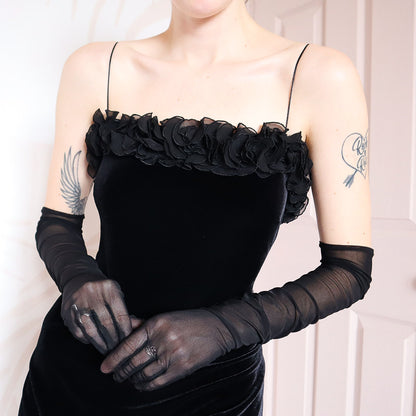 Black velvet Gina Bacconi evening dress UK 16