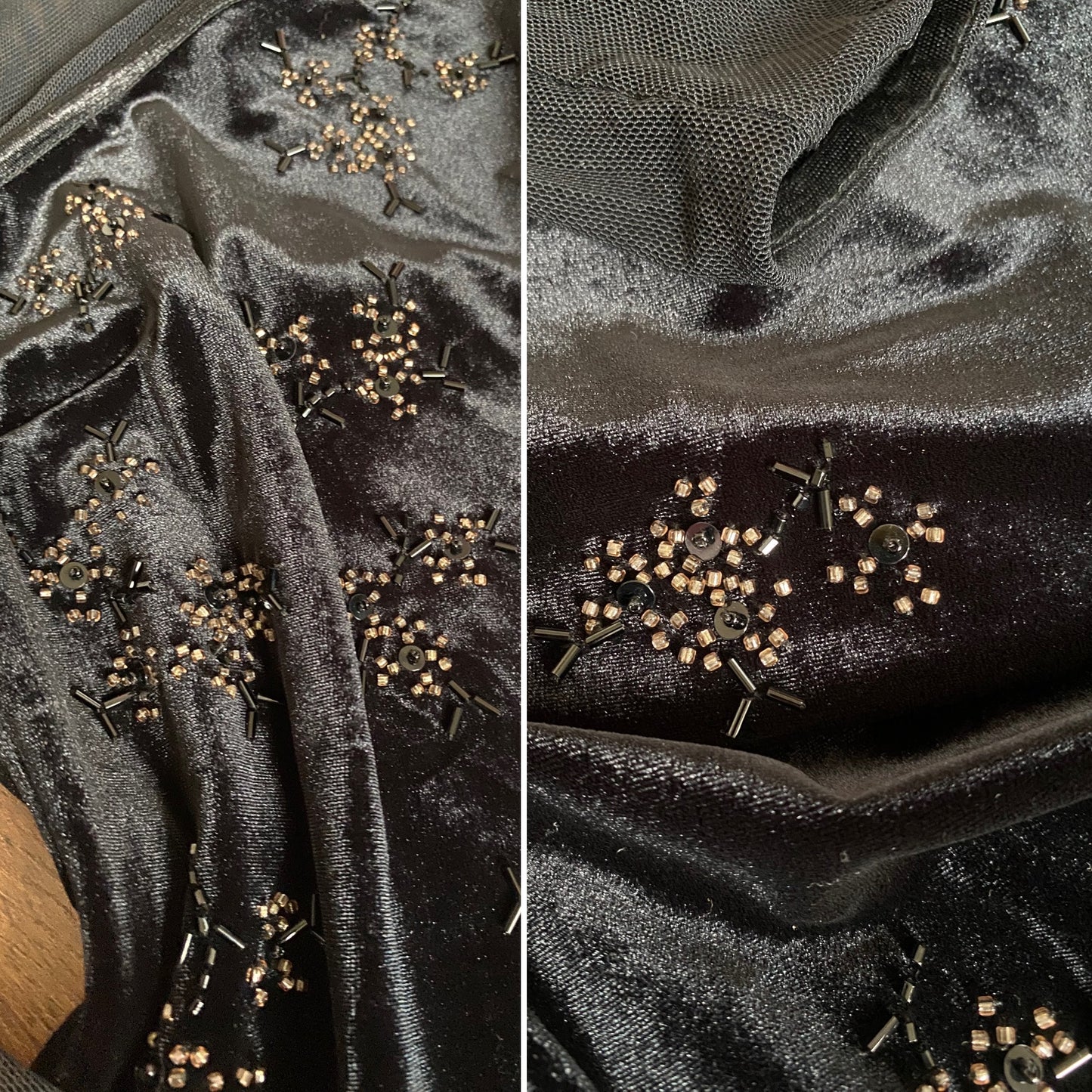 Gina Bacconi black velvet long sleeve evening dress uk 14