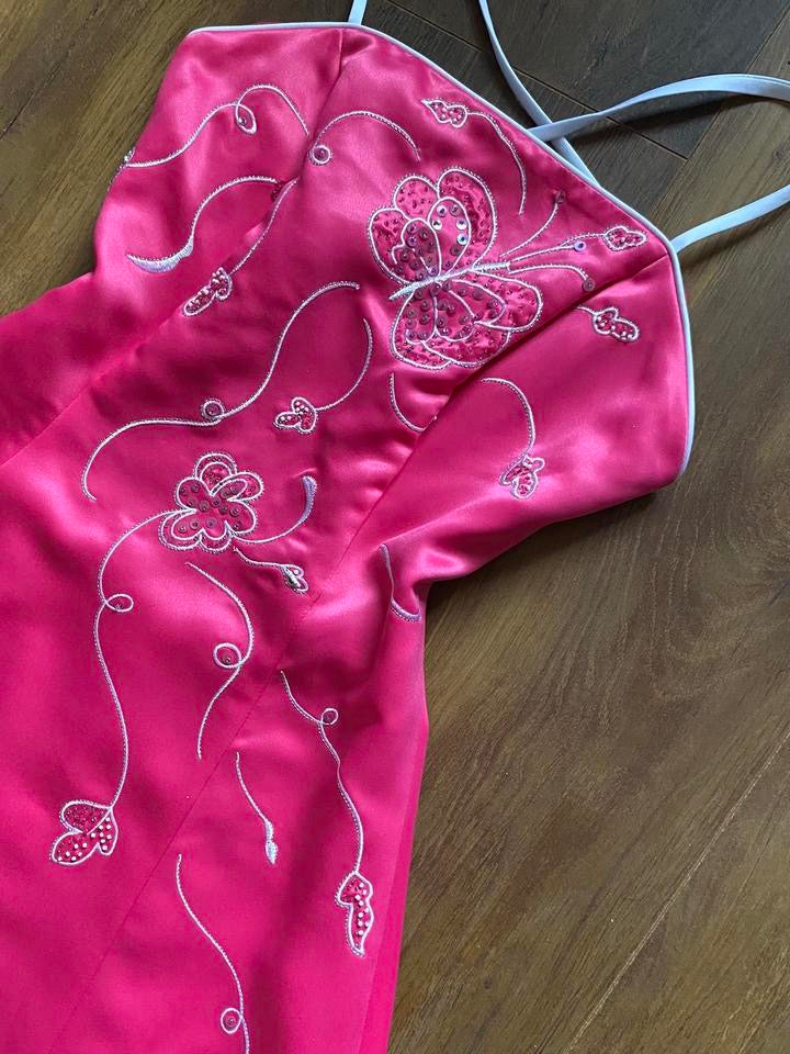 Dynasty fuchsia prom dress & shawl uk 10