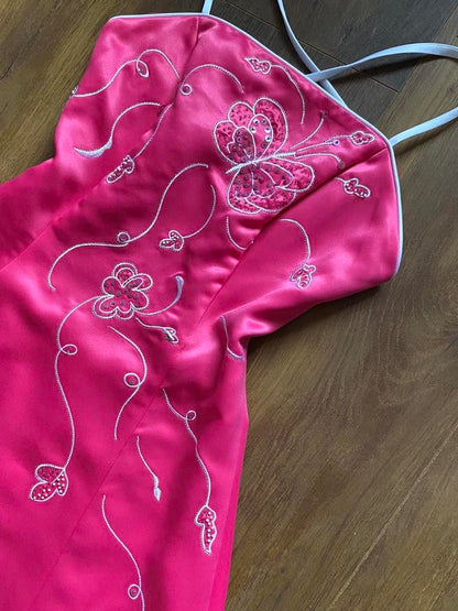 Dynasty fuchsia prom dress & shawl uk 10