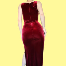 Load image into Gallery viewer, Frank Usher Vintage Red Velvet Beaded Bodycon Dress UK 12
