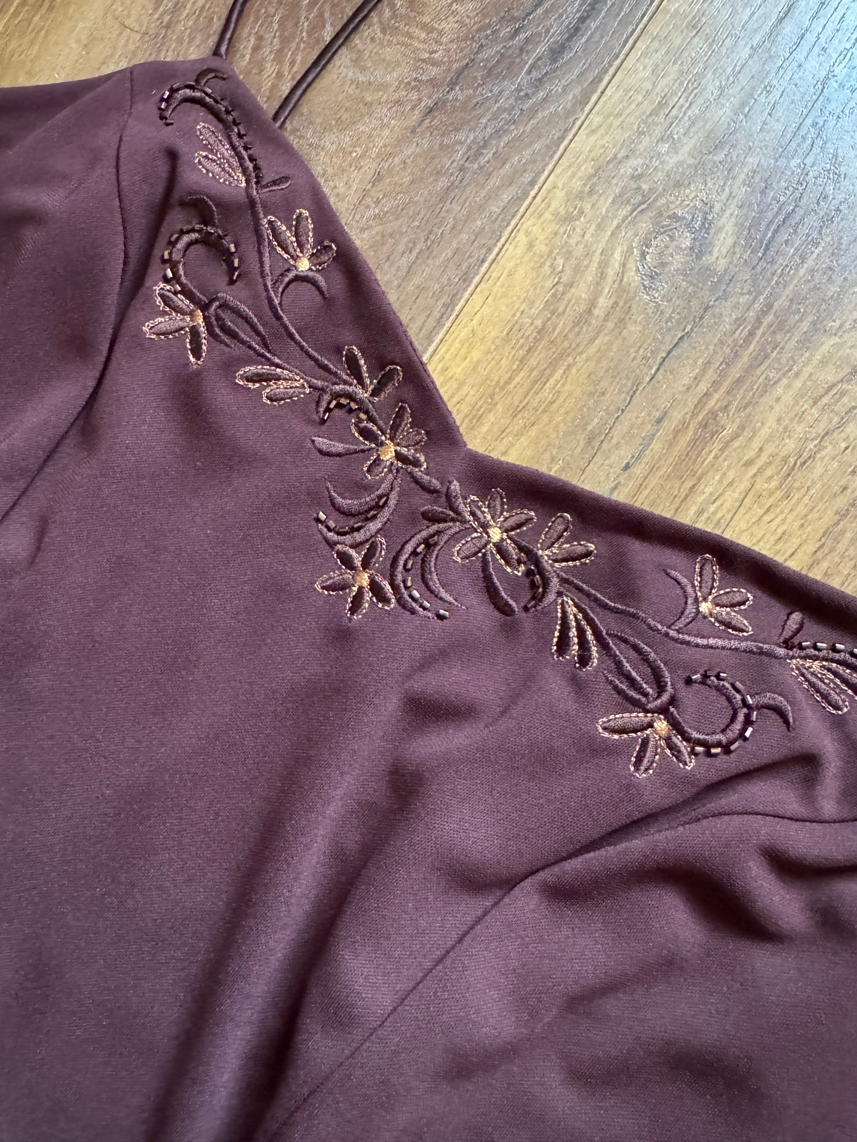 Brown stretch evening dress uk 10-12