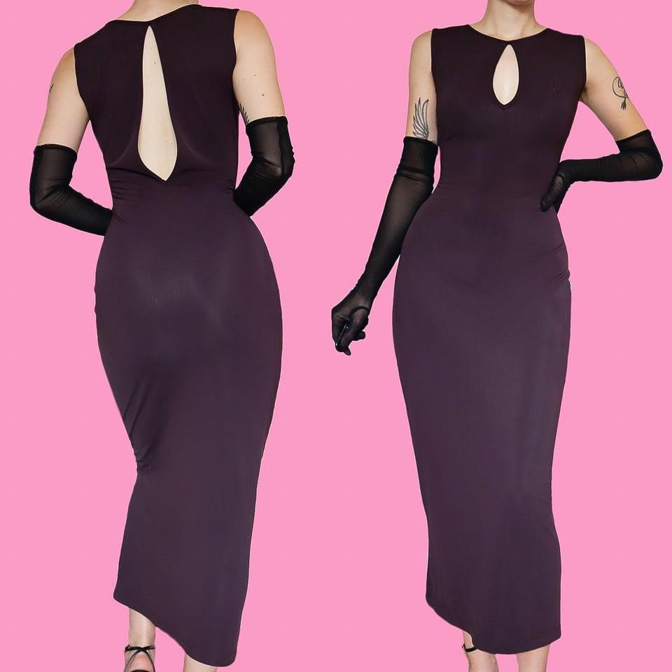 Nick Coleman purple stretch bodycon dress UK 10-12