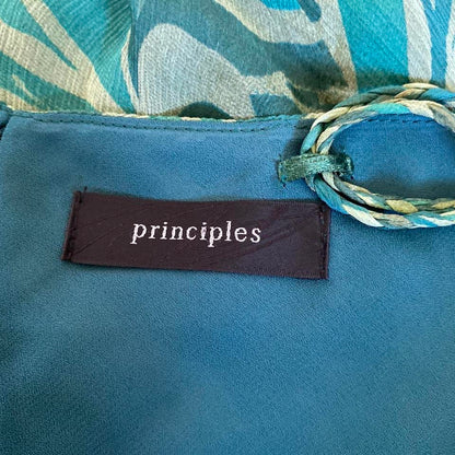 Principles green 100% silk print halter neck summer dress UK 12