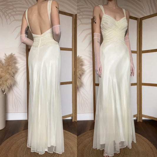 Niki Livas cream tulle summer wedding dress uk 10