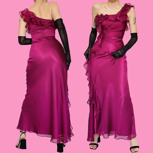 Pink one shoulder evening dress UK 10 & UK 12 available