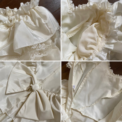Vintage ivory 80s puff sleeve wedding dress uk 10-12