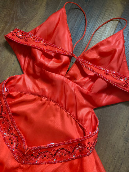 Orange Dave & Johnny open back gown UK 10