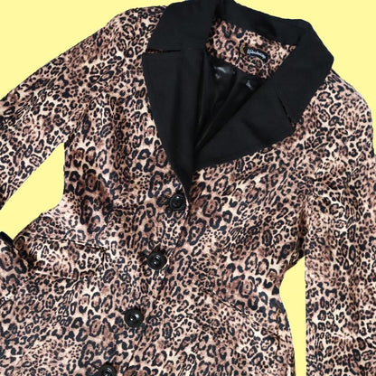 Leopard print long coat UK L