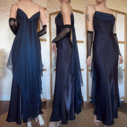 Navy shimmery prom dress uk 10