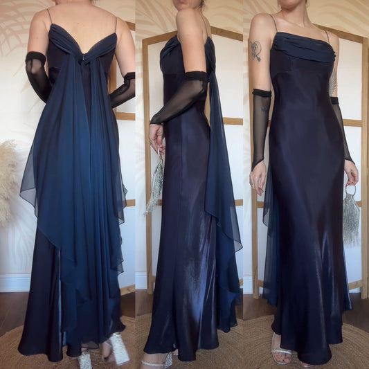 Navy shimmery prom dress uk 10