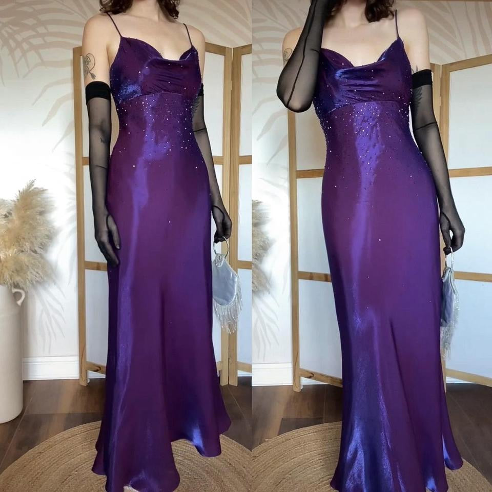 Purple Nightway shimmery beaded prom dress uk 10
