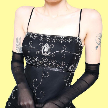 Black Debut beaded midi dress UK 14