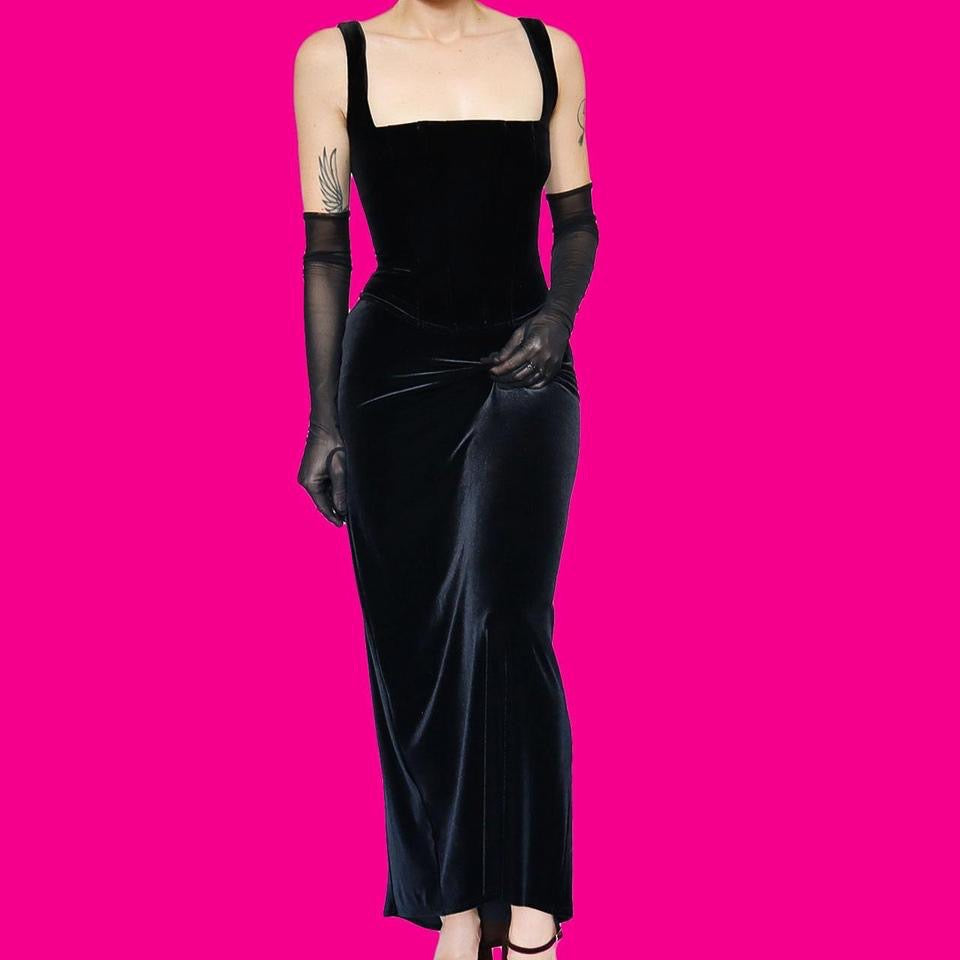 Black Debut velvet stretch 2 piece set UK 12