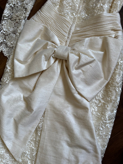 Helen Marina 1990s pure silk lace wedding dress uk 10