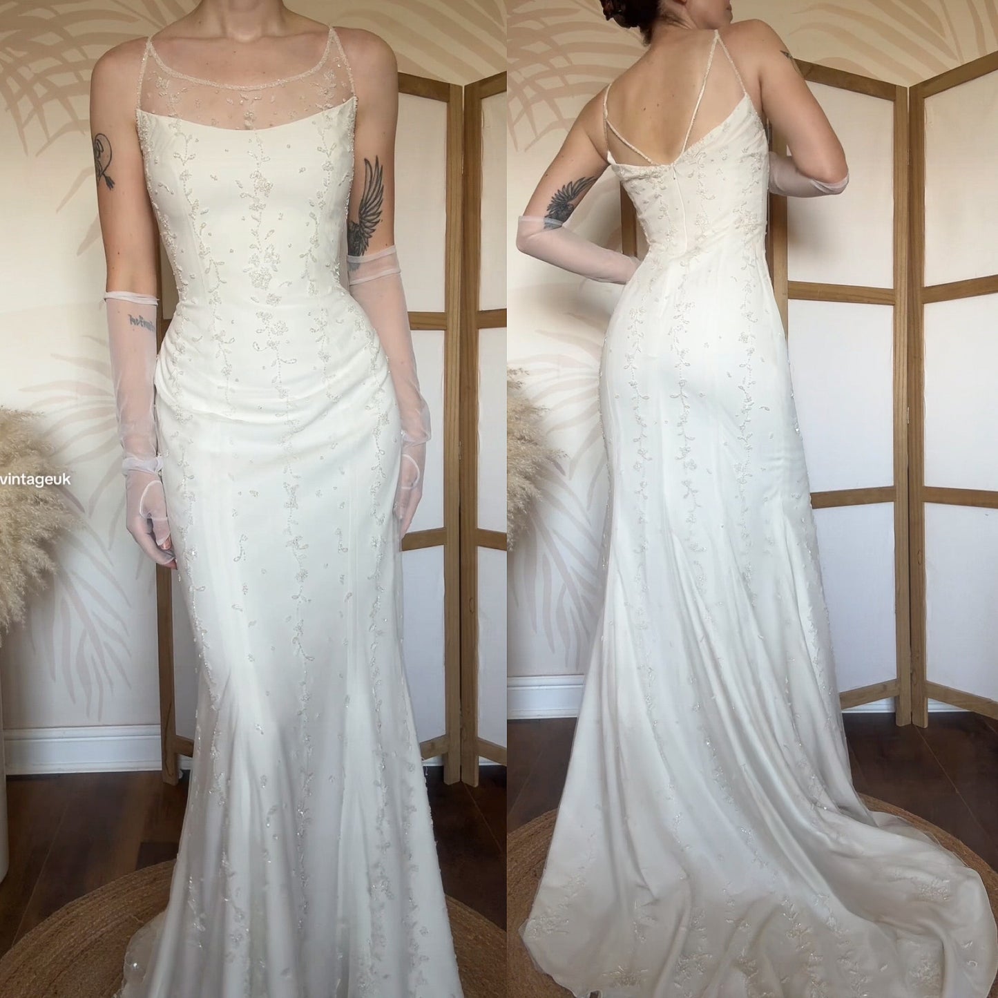 Ivory beaded wedding dress uk 10-12
