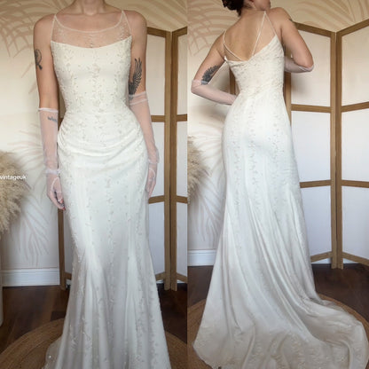Ivory beaded wedding dress uk 10-12