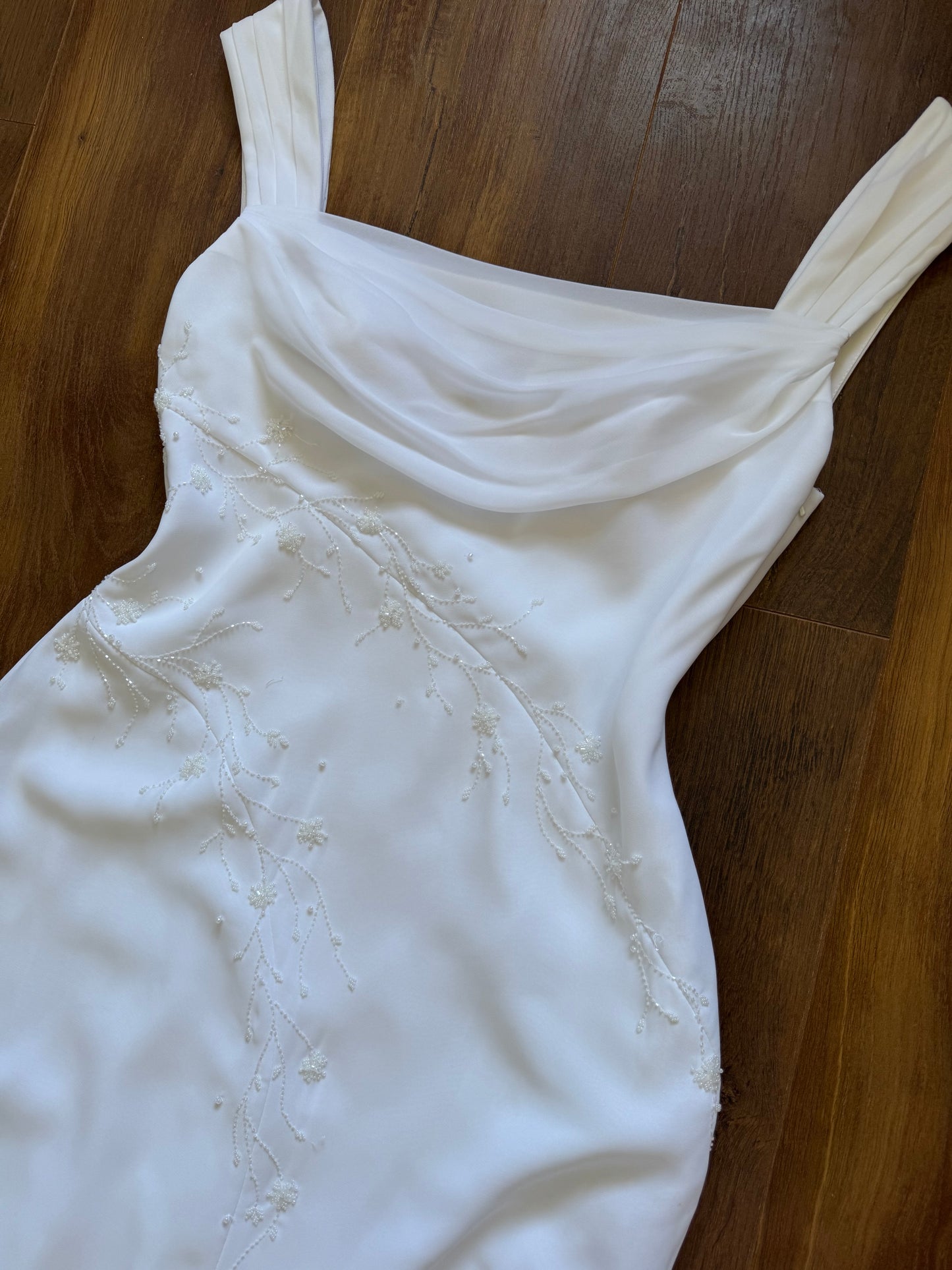 White Ronald Joyce beaded wedding dress UK 14