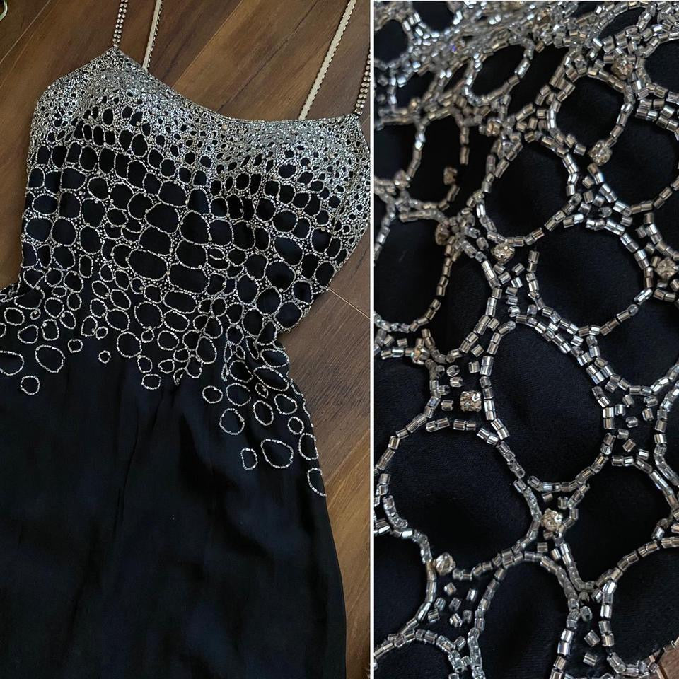 Le Gala 100% silk beaded dress & shawl uk 10