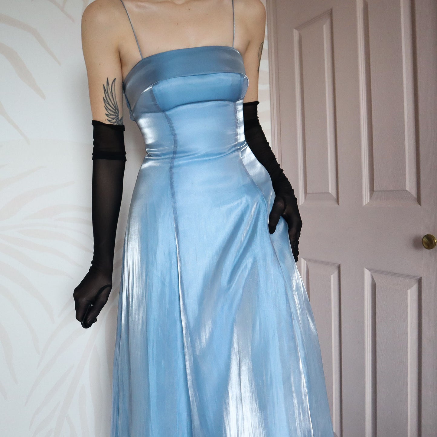 Ice blue a-line shimmery gown UK 8 & UK 12