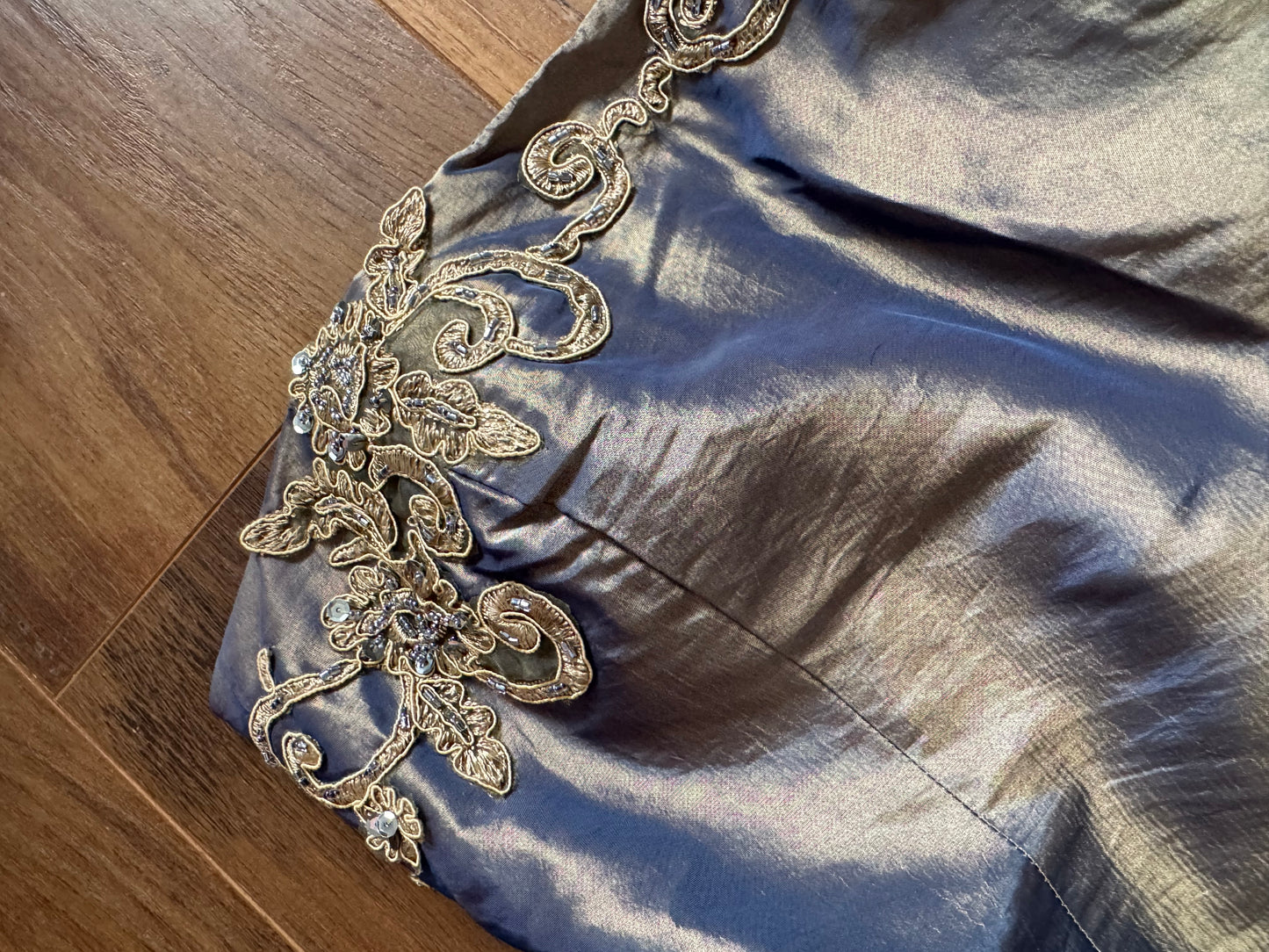 Iridescent strapless fishtail prom dress uk 8