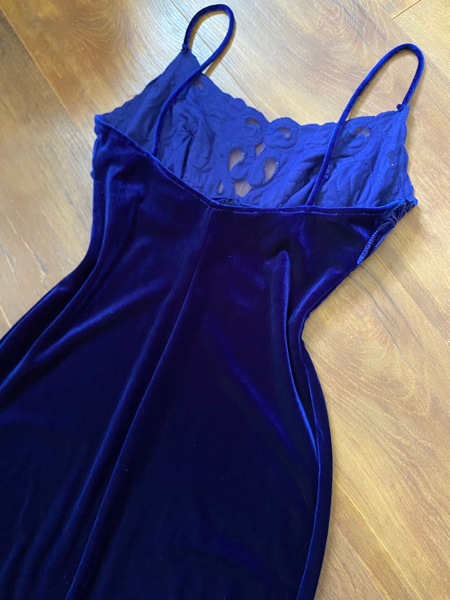 Zum Zum electric blue velvet stretch evening dress uk 10-12