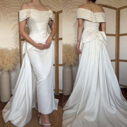 Pronuptia ivory off shoulder wedding dress uk 12